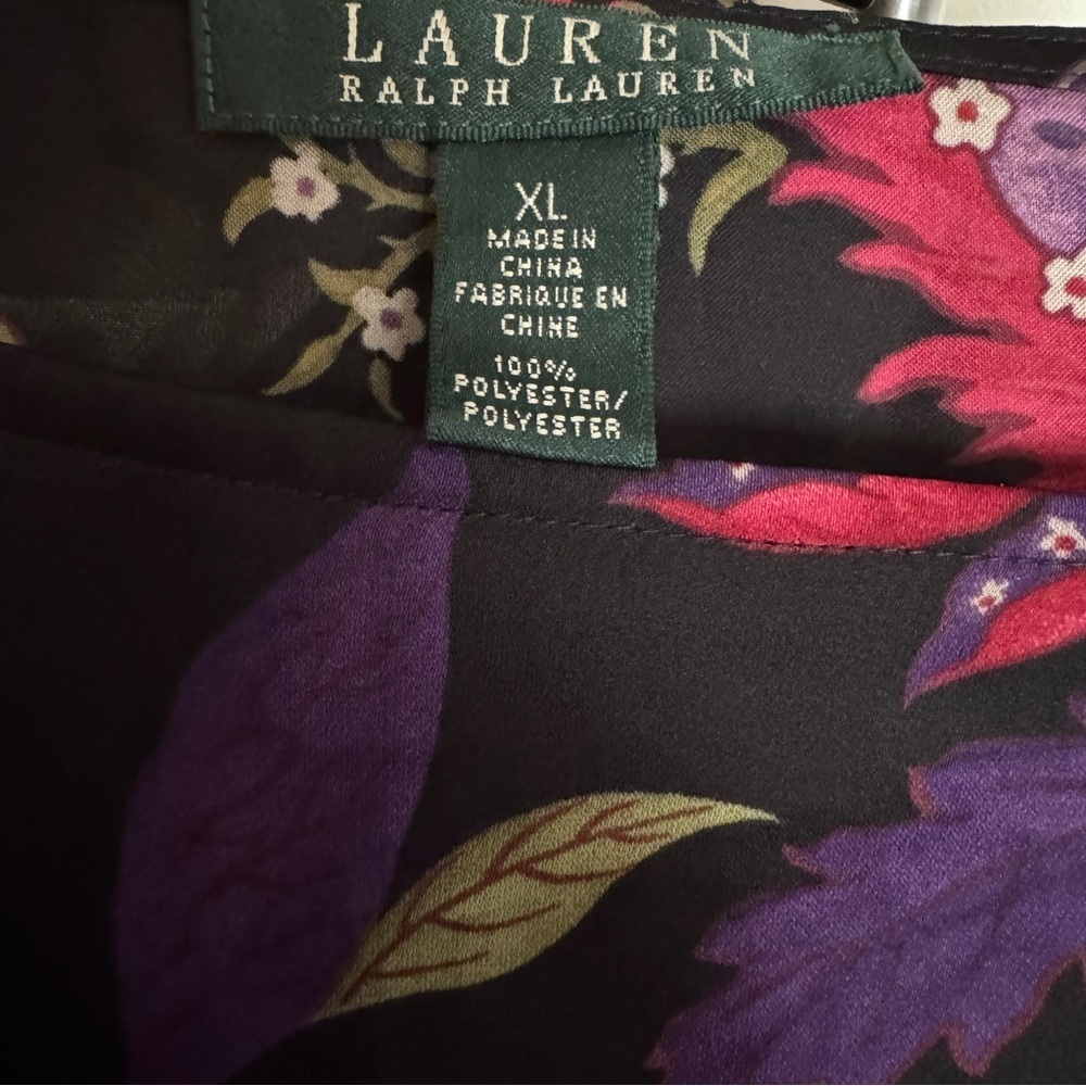 Lauren Ralph Lauren Boat Neck Long Sleeve Lightweight Floral Blouse Size XL - Picture 4 of 10